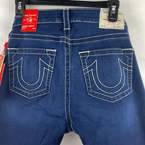 NWT True religion curvy contour size 31/28 blue jeans midrise skinny